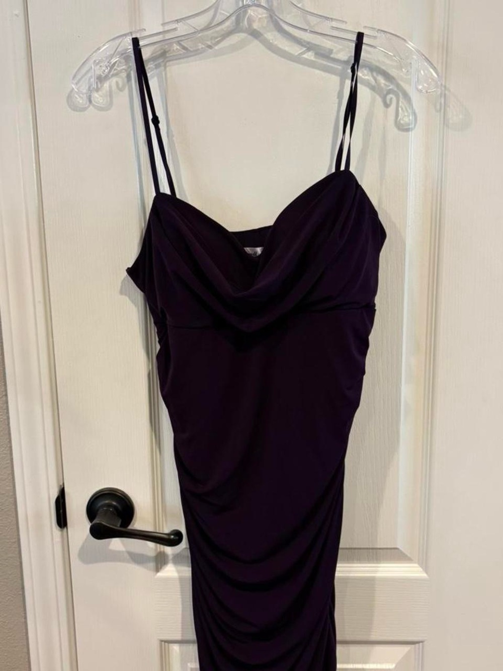 Emerald Sundae Plum Cowl-Neck Spaghetti Strap Midi Dress